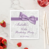 Serviette En Papier Damask & Faux Bow Girls 85e anniversaire (En situation)