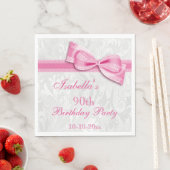 Serviette En Papier Damask & Faux Bow Girls 90e anniversaire (En situation)