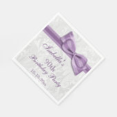 Serviette En Papier Damask & Faux Bow Girls 90e anniversaire (Coin)
