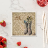 Serviette En Papier damask fleur sauvage western country cowboy bottes (En situation)