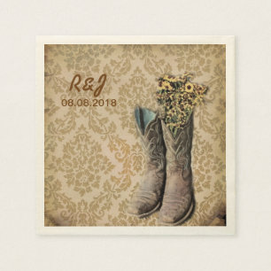 Serviette En Papier damask fleur sauvage western country cowboy bottes