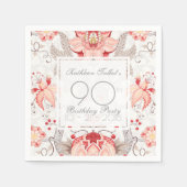 Serviette En Papier Damask Floral 90th Birthday Party Papier Napkin (Devant)