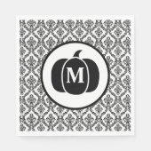 Serviette En Papier Damask Glam Monogramme Halloween Citrouille (Devant)