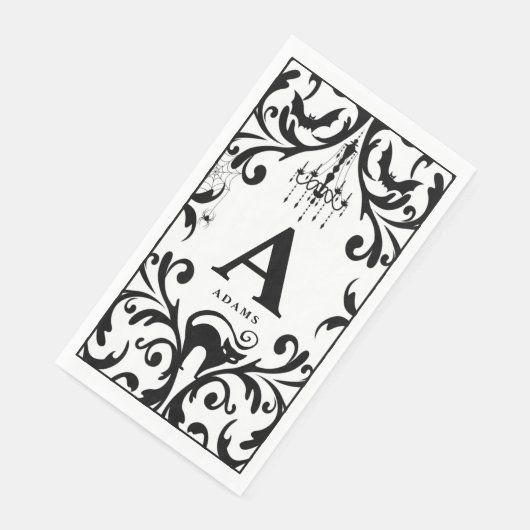 Serviette En Papier Damask Glam Monogramme Halloween Papier Serviettes (Coin)