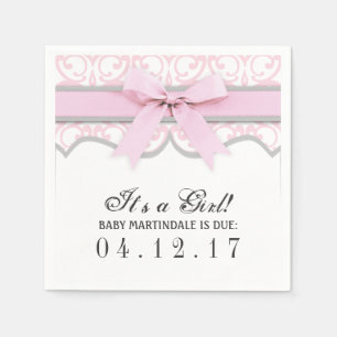 Serviette En Papier Damask Heart rose  Baby shower Napkin