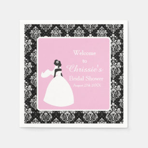 Serviette En Papier Damask Pink Bride Fête des mariées