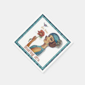 Serviette En Papier Dame Art déco avec fleurs blanches (Coin)