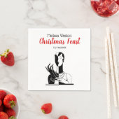 Serviette En Papier Dame Art Déco De Noël Avec Des Perles Transp Black (En situation)