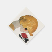 SERVIETTE EN PAPIER DAME AVEC ROSE ROUGE (Coin)