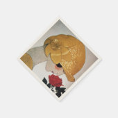 SERVIETTE EN PAPIER DAME AVEC ROSE ROUGE (Coin)