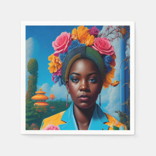Serviette En Papier Dame avec une veste de costume florale