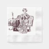 Serviette En Papier dame boit du thé (Devant)