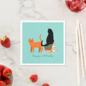Serviette En Papier Dame Chat Heureux (En situation)