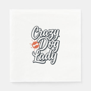 Serviette En Papier Dame Chien Fou Typographie Vintage Amoureux Des An