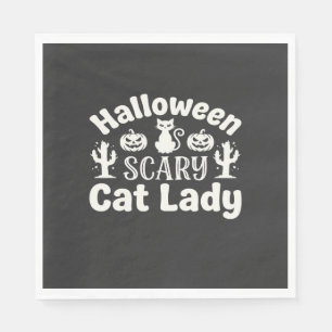 Serviette En Papier Dame de chat effrayante Halloween_1