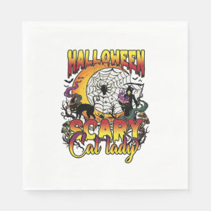 Serviette En Papier Dame de chat effrayante Halloween Faucheuse Lune M