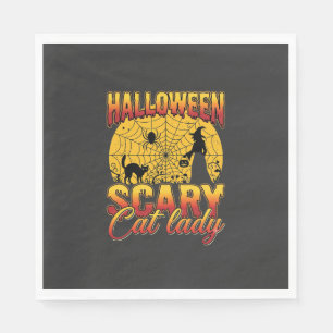 Serviette En Papier Dame de chat effrayante Halloween Sorcière Toile d