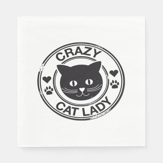 Serviette En Papier dame de chat fou (Devant)