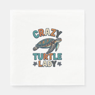 Serviette En Papier Dame Tortue Folle Design de T-Shirt Tortue Marine
