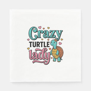 Serviette En Papier Dame Tortue Folle Dessin de Gravure Vintage_1