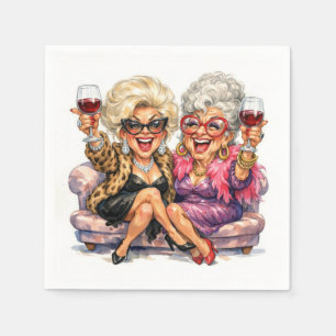 Serviette En Papier Dames Glamour avec du Vin Rouge