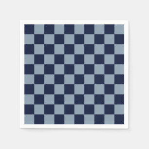 Serviette En Papier Damier bleu foncé et bleu clair