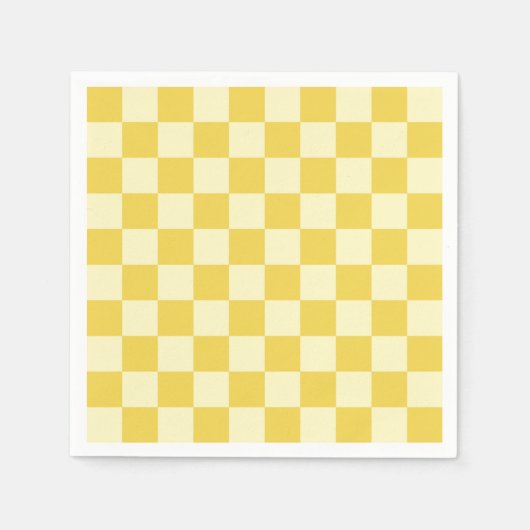 Serviette En Papier Damier jaune beurre (Devant)