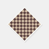 Serviette En Papier Damier Marron Café (Coin)