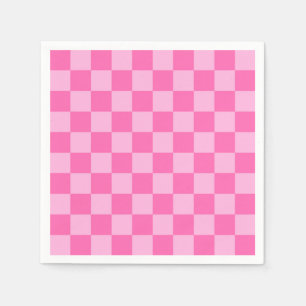 Serviette En Papier Damier Rose Chaud