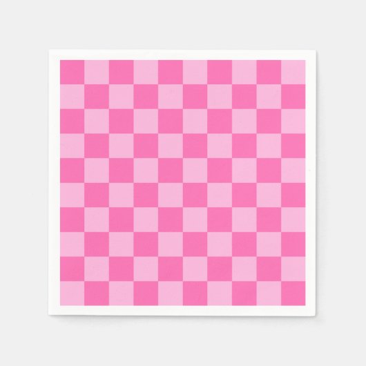 Serviette En Papier Damier Rose Chaud (Devant)