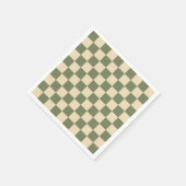 Serviette En Papier Damier vert et beige clair (Coin)