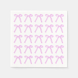 Serviette En Papier Dancing Bows Cocktail Napkin en Party rose