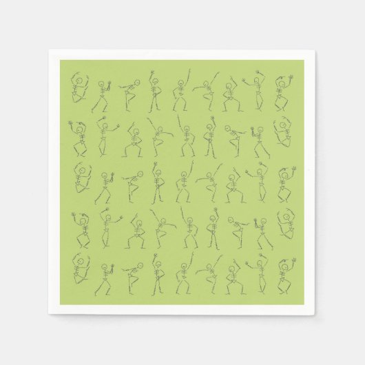 Serviette En Papier Dancing Halloween Squelette - vert (Devant)