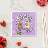 Serviette En Papier Dancing Mice Ajouter Le Nom Joyeux Anniversaire Fê (En situation)