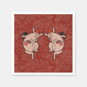 Serviette En Papier Dancing Pig Antique Cute Danseuse