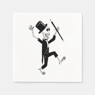 Serviette En Papier Dancing Skeleton à Tuxedo et Top Hat avec Cane C