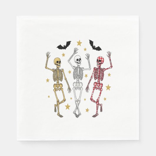Serviette En Papier Dancing Skeleton Halloween (Devant)