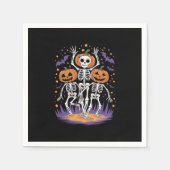 Serviette En Papier Dancing Skeleton Halloween Citrouille (Devant)