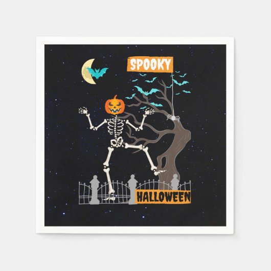 Serviette En Papier Dancing Skeleton Halloween Papier Naples (Devant)