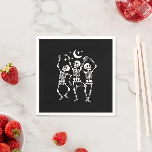 Serviette En Papier Dancing Skeleton Joyeux Halloween Skull d'automne (En situation)