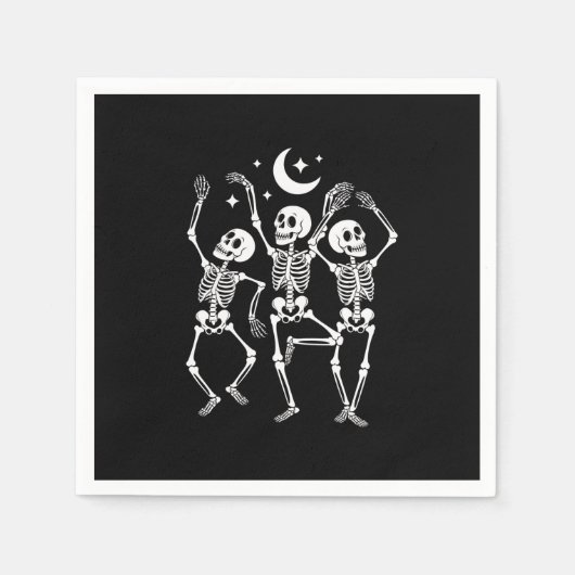 Serviette En Papier Dancing Skeleton Joyeux Halloween Skull d'automne (Devant)