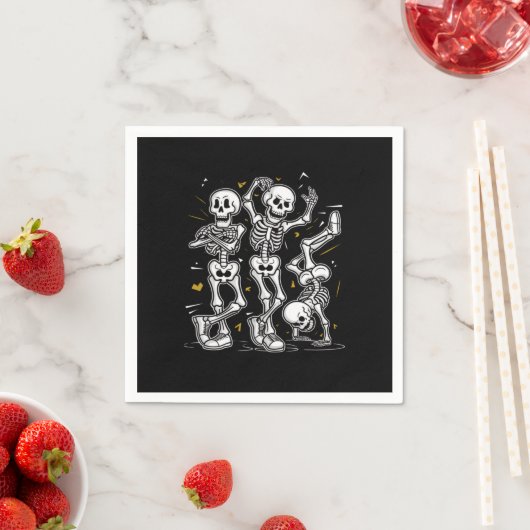 Serviette En Papier Dancing Skeletons Dance Challenge Halloween (En situation)
