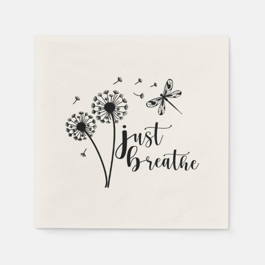 Serviette En Papier Dandelion Dragonfly Just Breathe (Devant)