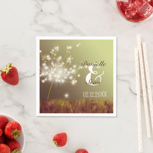Serviette En Papier Dandelion Dream Nature Inspiré Mariage (En situation)