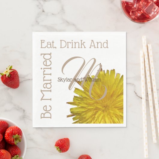 Serviette En Papier Dandelion Mariage campagnard Manger Boire Soyez Ma (En situation)