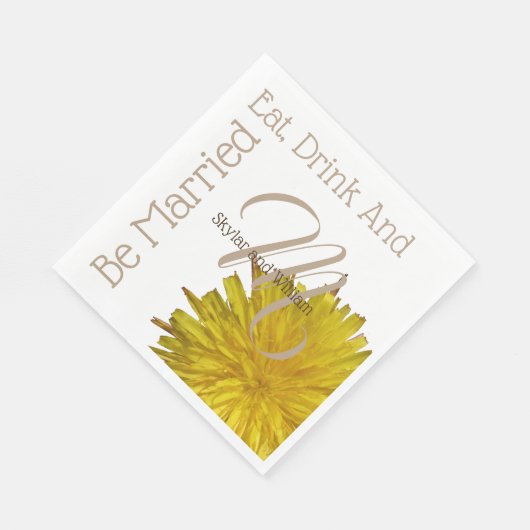 Serviette En Papier Dandelion Mariage campagnard Manger Boire Soyez Ma (Coin)