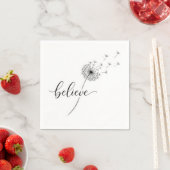 Serviette En Papier Dandelion Seedlings with Believe Text (En situation)