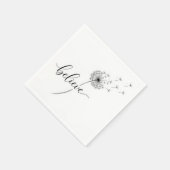 Serviette En Papier Dandelion Seedlings with Believe Text (Coin)