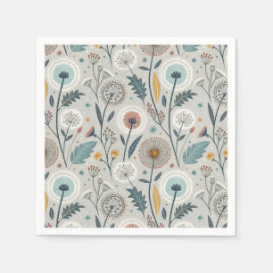 Serviette En Papier Dandelion Whimsical & Floral Folal Art sans coutur