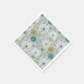 Serviette En Papier Dandelion Whimsical - Jaune, Blanc & Turquoise (Coin)